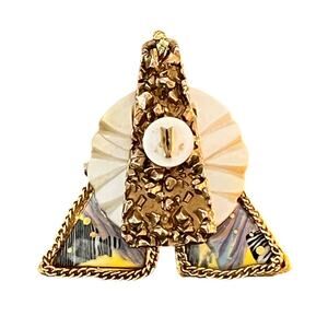 Vintage Signed Cynthia Chuang Jewelry 10 Mixed Media Butterfly‎ Moth Brooch Pin